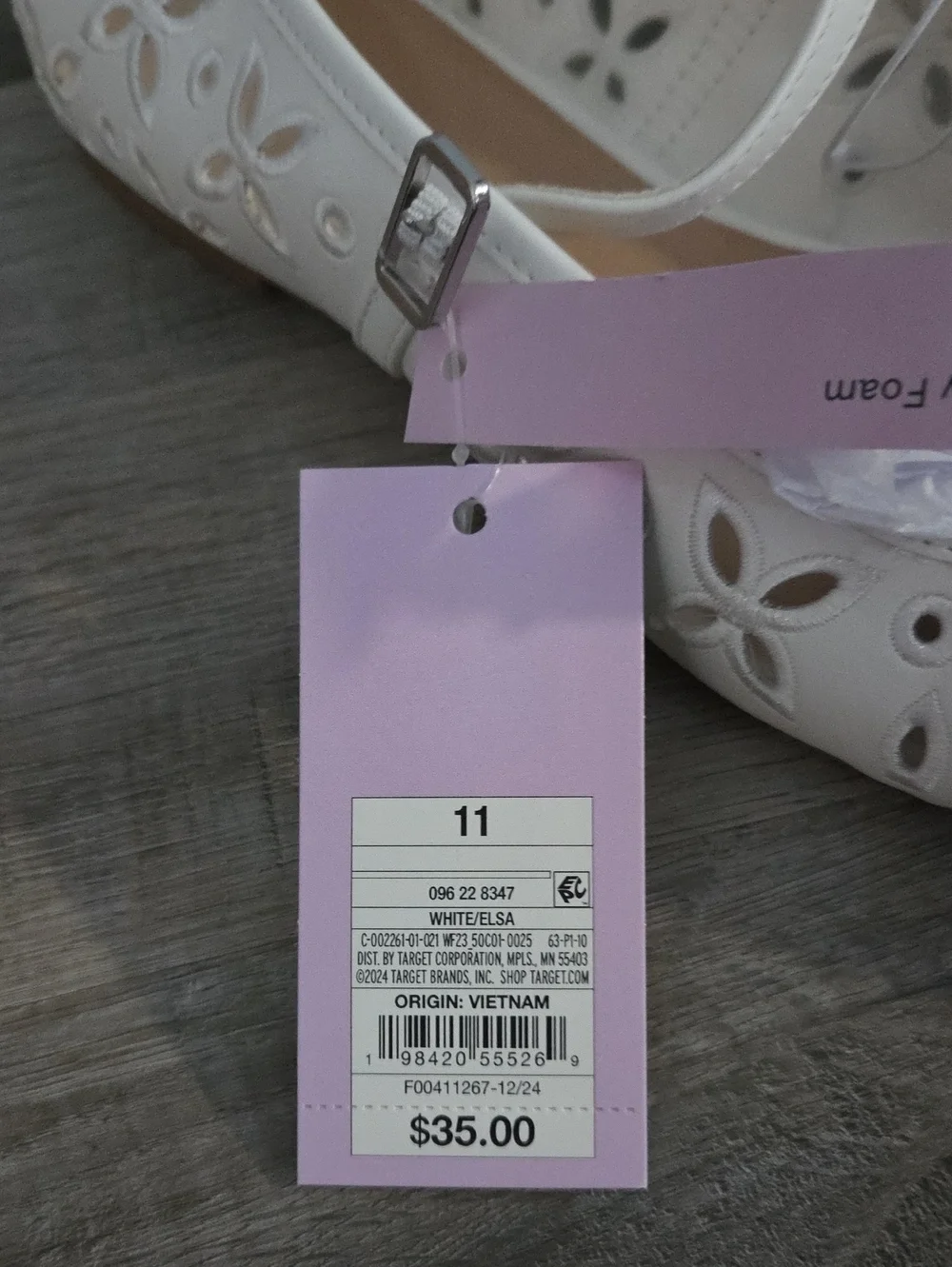 White Floral Cutout Elsa Mary Jane Flats, Size 11, New In Box